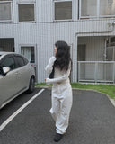 Snuggle White Cotton Wide Pants