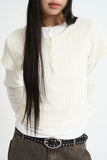 Layered ribbed half sleeve top