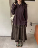 Kohyuri Check Frill Banding Long Skirt
