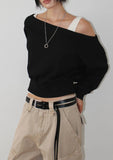 OFF-SHOULDER CROP SWEAT