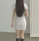 Cozy Half Neck Slim Fit Short Sleeve Knit Mini One Piece