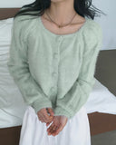 Ruwan Soft Angora Square Neck Knit Cardigan