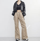 Viola cropped leather jacket
