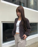 Yufit Fluffy Wool Fur Long Sleeve Cardigan