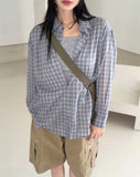 Noki see-through check oversized fit shirt
