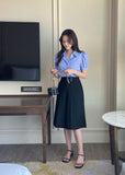 Labor Stripe Puff Shirt Blouse