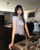 Delre Sheer Wrinkle Blouse