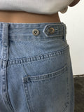 Pek Summer Adjust Snap Washing Denim Wide Pants