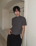 Week Diagonal Cut Half-Neck Short Sleeve Knit