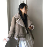 Syonti Overfit Belt Fleece Suede Mustang