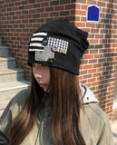 Mix Patch Button Beanie