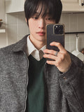 Log Mohair Wool Crop Jacket