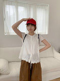 Butter Frill Shirring Short Sleeve Blouse