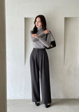 Pitched Pintuck Wide Slacks Pants