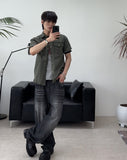 Carton linen-like washed denim pants