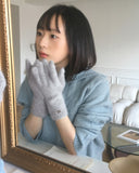 Somb Gold Pendant Angora Touch Hole Finger Gloves