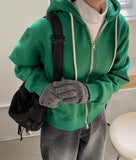 Lamines Two-Way Color Brushed Hood Zip-Up