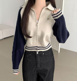 Cable Color Matching Design Two-Way Pendant Knit Zip-Up Cardigan