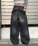 Rition Back Pocket Wash Wide Pants