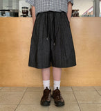 [Unisex] Hentes Linen Denim Banding Bermuda Pants - Linen 50