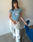 Fezzan Lettering Embroidered Raglan Short Sleeve T-Shirt