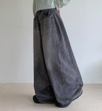 Kvenne Cut Denim Balloon Wide Pants