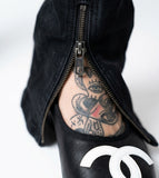 Biker slit black pants