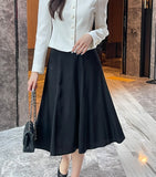 Jemu Satin Flare Midi Skirt