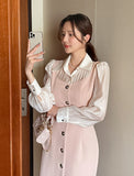 Robarue Shirred Collar Color Matching One Piece
