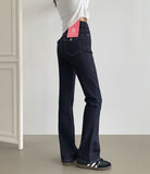 Raw Span Back Pocket Point Semi Bootcut Denim Pants