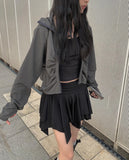 Noki shirring zip-up jacket