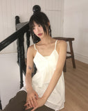 Prim chiffon layered ribbon shirring sleeveless
