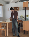 Undersnap wide denim pants