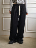 Tachi side track color matching two-way long wide jogger pants