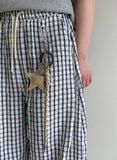 Ahonf Seersucker Check Banding Wide Pants