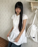 Happy Round Collar Puff Short Sleeve Mini One Piece