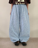 Manteo Seersucker Flower Banding Wide Pants