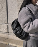 Fluffy padded buckle shoulder bag
