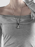 Freshwater pearl net long necklace