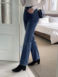 Mikel Span Brushed Two Button Bootcut Denim Pants