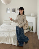 Lofem stripe ribbed hood cardigan