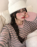 Muted color matching stripe cardigan