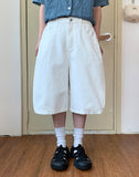 Deduce Snap Button Balloon Bermuda Pants