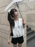 Verge Dot Balloon Pumpkin Sleeveless Blouse