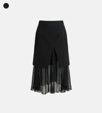 Layered Chiffon Midi Skirt