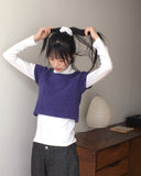 Bren cap sleeved cropped short-sleeved knit