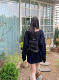 Lopeun boat neck net loose fit long sleeve knit