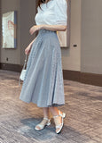 Rebel Check Banding Flare Long Skirt