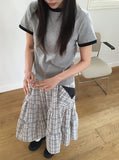 Shuning Check Pocket Midi Skirt