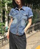 Curb side pocket washed denim shirt